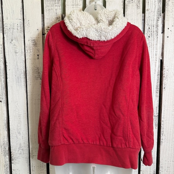 Old Navy Full Zip Hoodie Women’s Large Red‎ Grunge Warm Fuzz Lined Skater Jacket - Picture 7 of 12